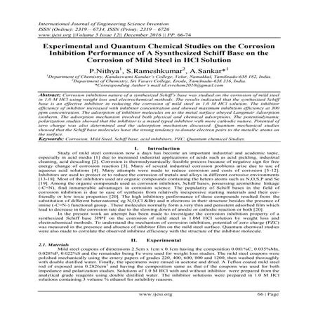 Experimental and Quantum Chemical Studies on the Corrosion Inhibition Perform...