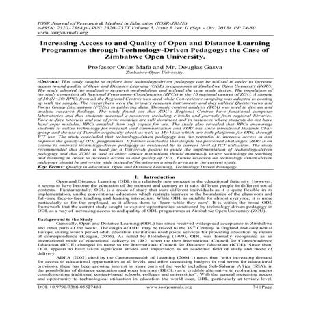 Increasing Access to and Quality of Open and Distance Learning