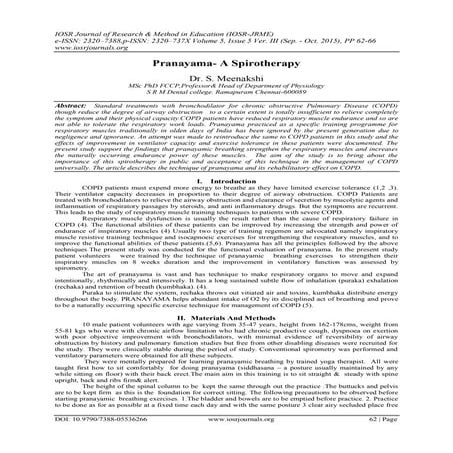 Pranayama- A Spirotherapy