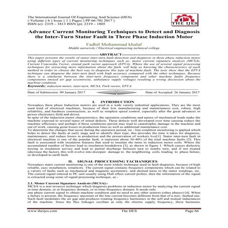 Advance Current Monitoring Techniques to Detect and Diagnosis the Inter-Turn ...