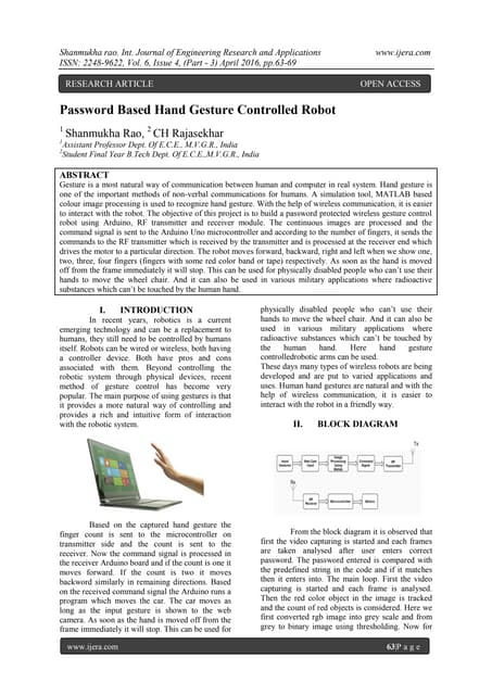 Password Based Hand Gesture Controlled Robot 