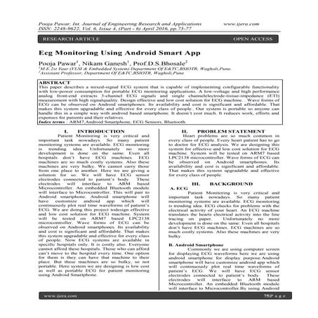 Ecg Monitoring Using Android Smart App