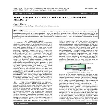 SPIN TORQUE TRANSFER MRAM AS A UNIVERSAL MEMORY