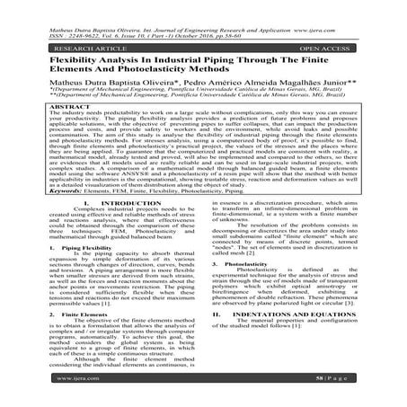 Flexibility Analysis In Industrial Piping Through The Finite Elements And Pho...