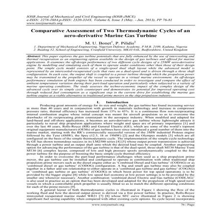 Comparative Assessment of Two Thermodynamic Cycles of an aero-derivative Mari...