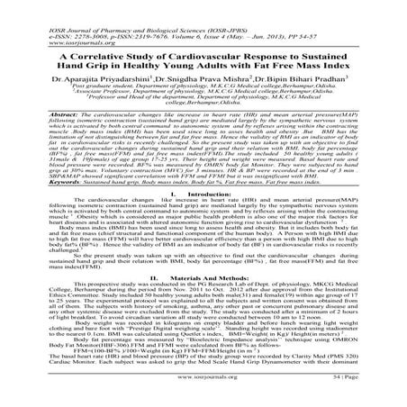 A Correlative Study of Cardiovascular Response to Sustained Hand Grip in Heal...