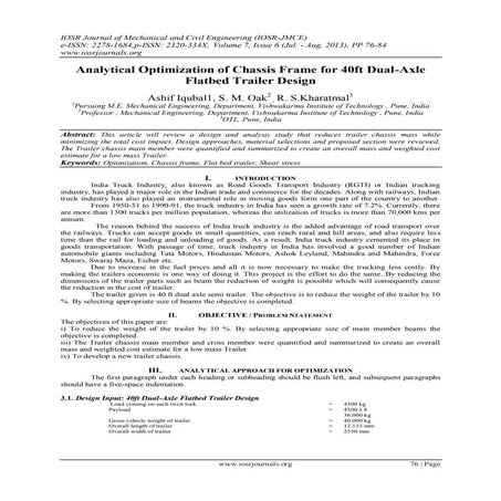 Analytical Optimization of Chassis Frame for 40ft Dual-Axle Flatbed Trailer D...