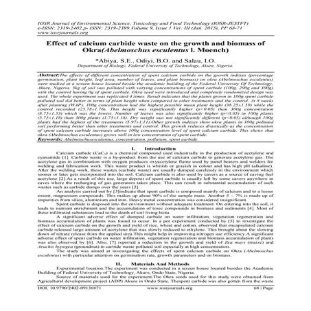 Effect of calcium carbide waste on the growth and biomass of Okra(Abelmoschus...