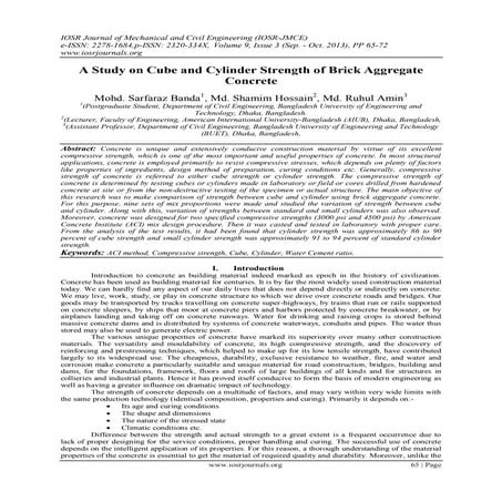 A Study on Cube and Cylinder Strength of Brick Aggregate Concrete