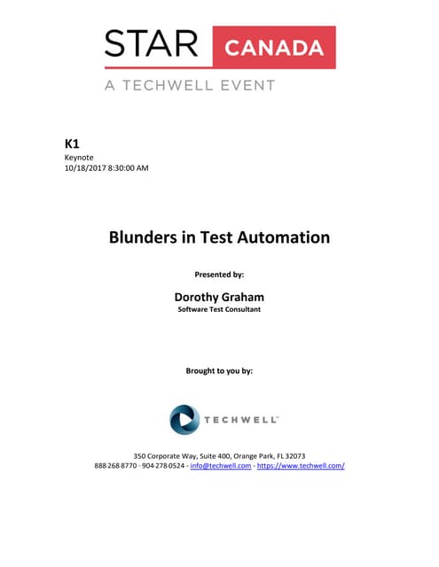 Blunders in Test Automation