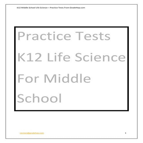 K12 middle school life science – practice tests