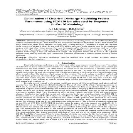 Optimization of Electrical Discharge Machining Process Parameters using SCM42...