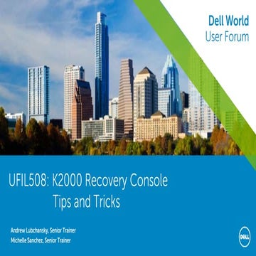 K2000 Recovery Console Tips and Tricks