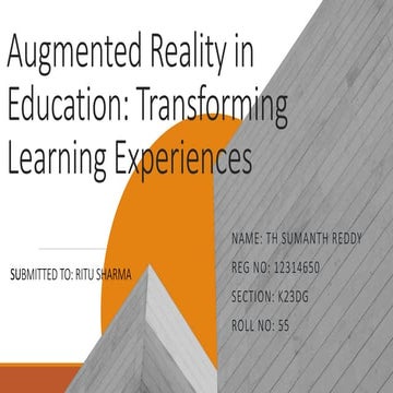 Presentation of argumented reality in education