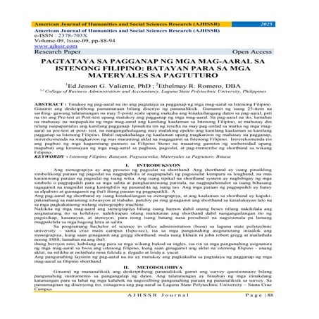 PAGTATAYA SA PAGGANAP NG MGA MAG-AARAL SA ISTENONG FILIPINO: BATAYAN PARA SA ...