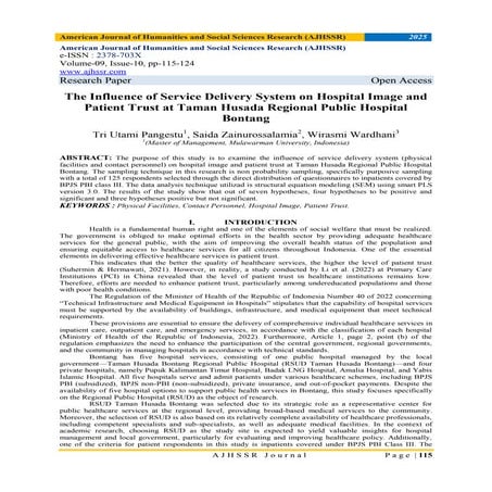 The Influence of Service Delivery System on Hospital Image and Patient Trust ...
