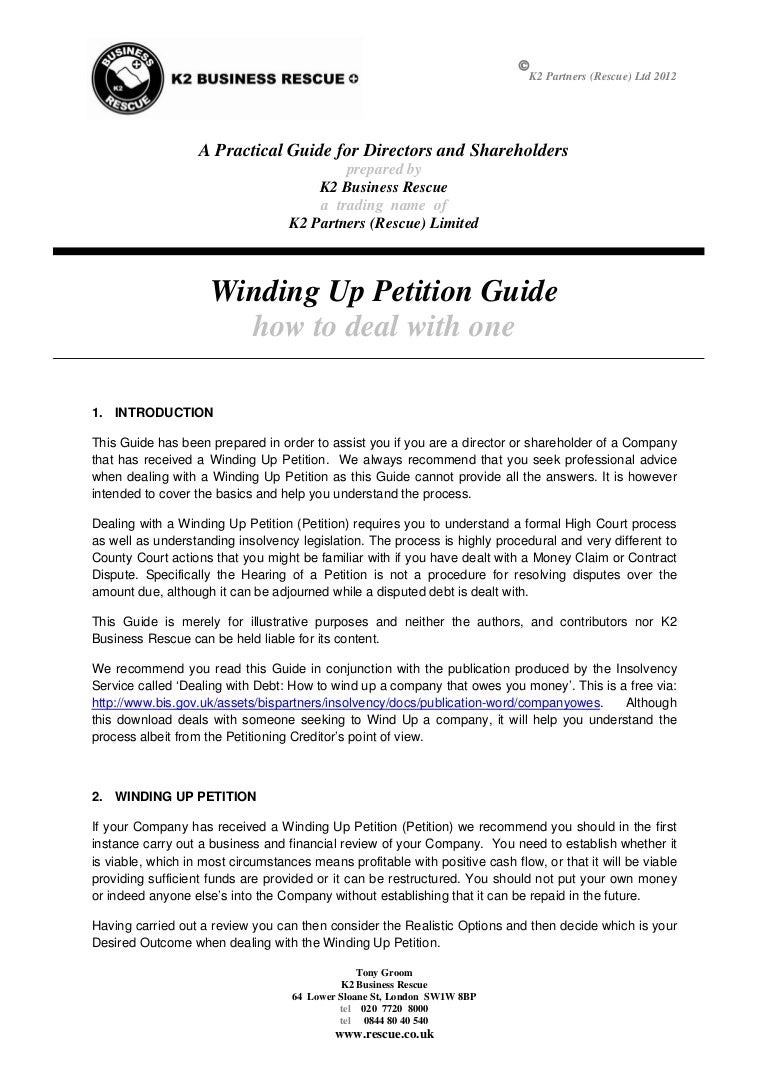 K2 Guide to Dealing with Winding Up Petitions 902