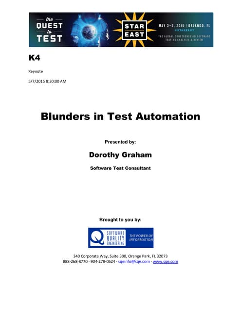 Blunders in Test Automation