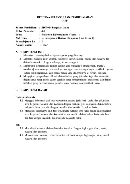 Contoh RPP Pelaksanaan Micro Teaching PGMI UIN Jakarta | DOCX