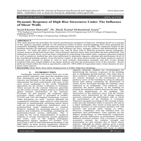 Dynamic Response of High Rise Structures Under The Influence of Shear Walls