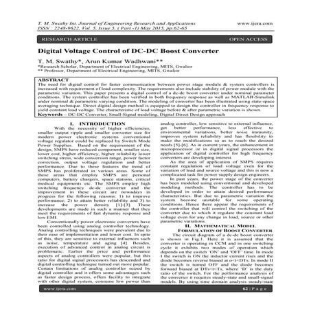Digital Voltage Control of DC-DC Boost Converter