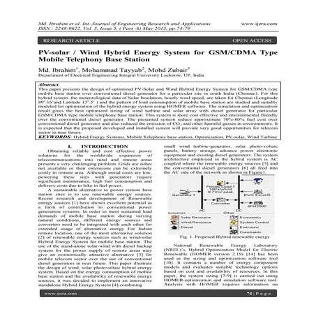 PV-solar / Wind Hybrid Energy System for GSM/CDMA Type Mobile Telephony ...