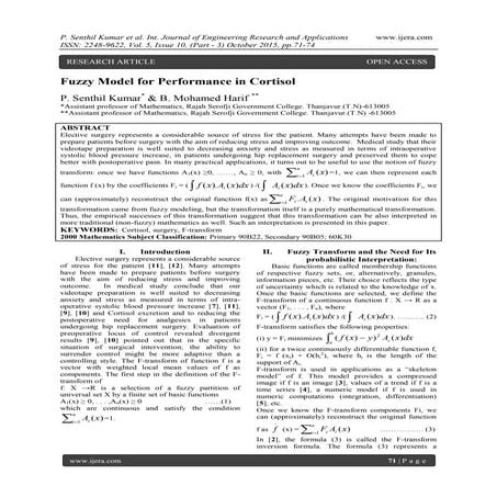 Fuzzy Model for Performance in Cortisol