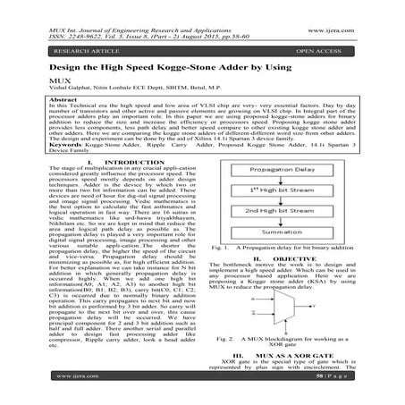 Design the High Speed Kogge-Stone Adder by Using