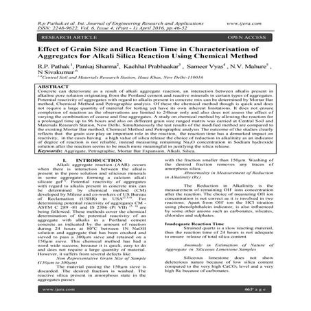 Effect of Grain Size and Reaction Time in Characterisation of Aggregates for ...