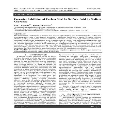Corrosion Inhibition of Carbon Steel In Sulfuric Acid by Sodium Caprylate