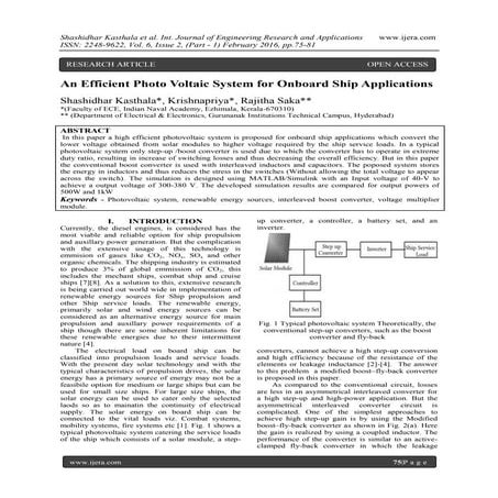 An Efficient Photo Voltaic System for Onboard Ship Applications