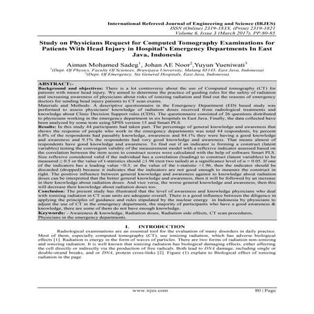 Study on Physicians Request for Computed Tomography Examinations for Patients...
