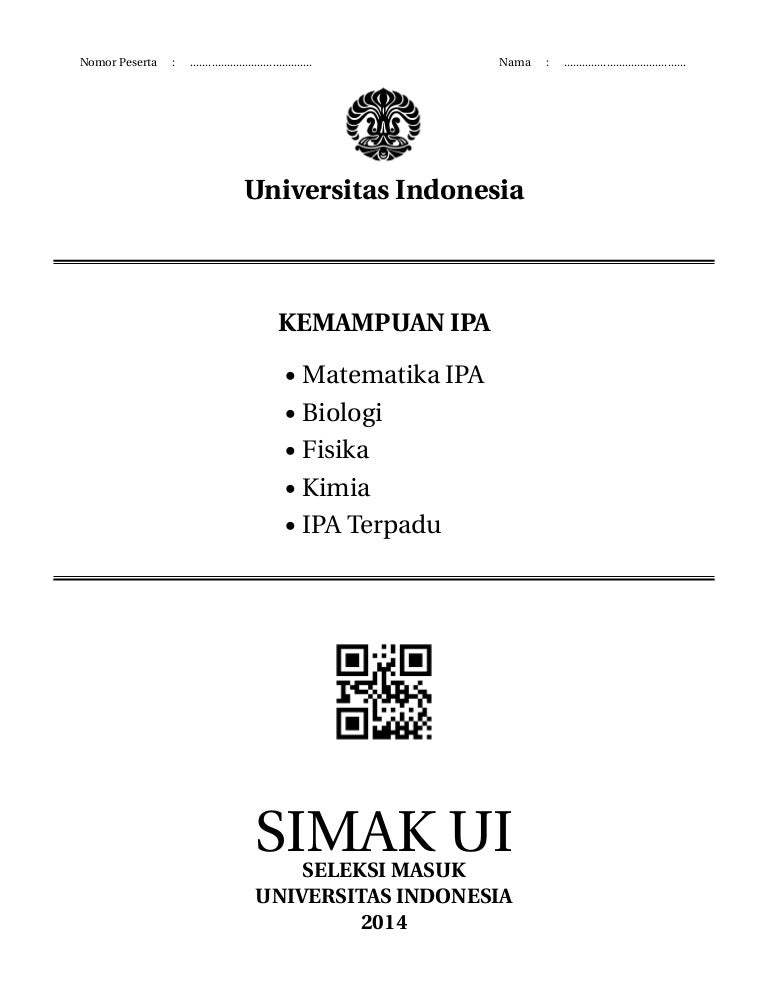 SIMAK UI 2014 Kemampuan IPA 1