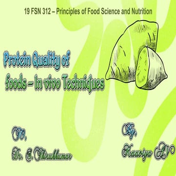 Protein Quality of Foods: An Overview of In Vivo Techniques