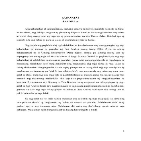 Kabanata i   v pananaliksik