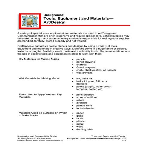 Visual arts tools and equipment encompass a wide range of items used by artis...