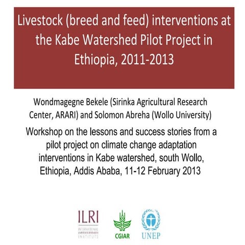 Livestock (breed and feed) interventions at the Kabe Watershed Pilot Project ...