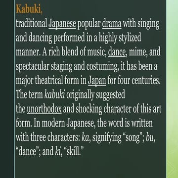 KABUKI THEATRE (JAPANESE TRADITIONAL THEATRE) | PPTX