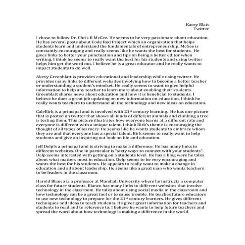 Kacey blatt twitter assignment