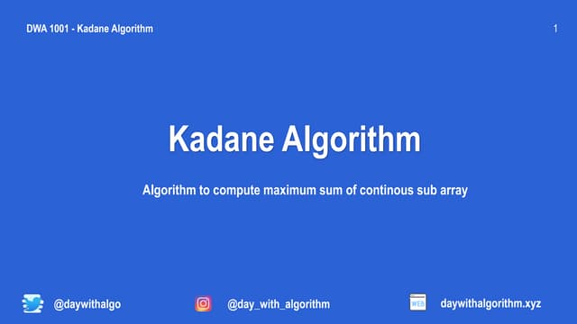 Kadane Algorithm