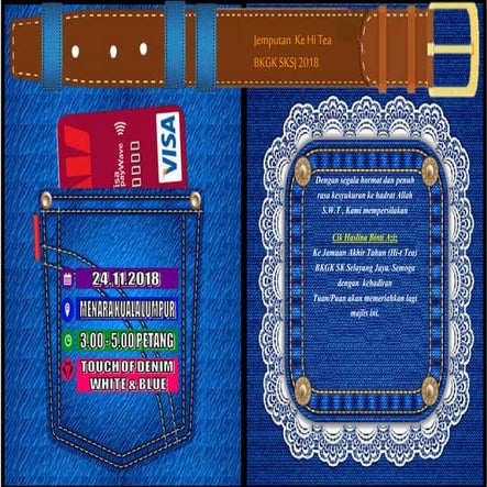 Kad jemputan   versi jean denim - hi tea