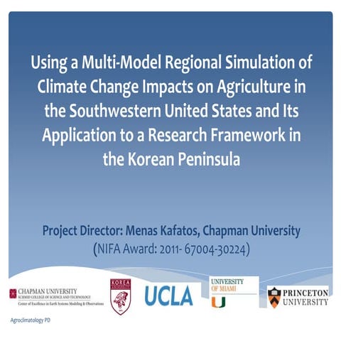 Using a Multi-Model Regional Simulation of Climate Change Impacts on ...