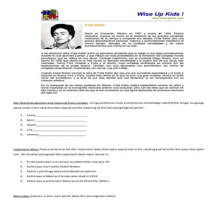 Kahlo reading questions