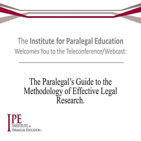Paralegal's Guide to the Methodology of Effective Legal Research