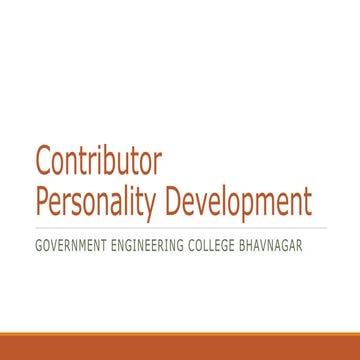 Contributor Personality Development
