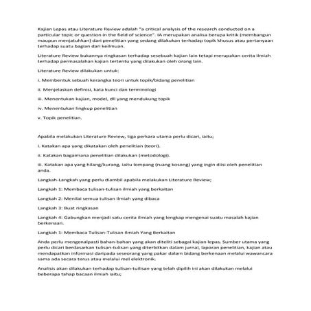 Kajian lepas atau literature review adalah