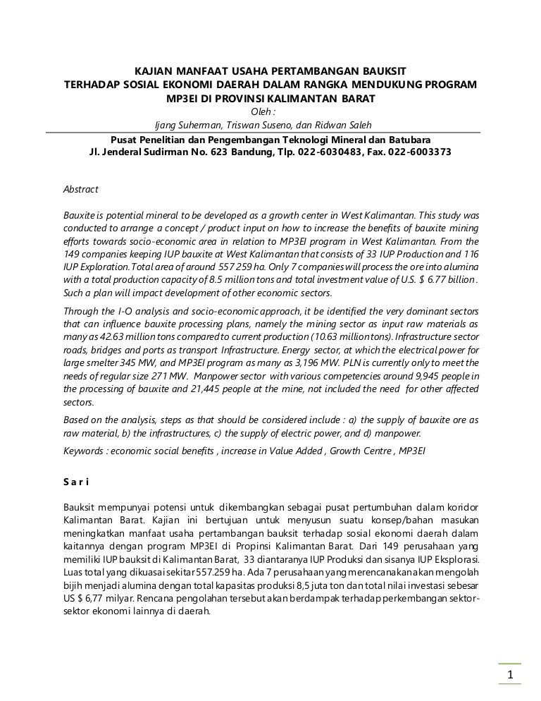 Kajian Peningkatan Manfaat Bauksit Di Kalbar