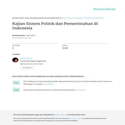 Kajian Sistem Politik dan Pemerintahan di Indonesia