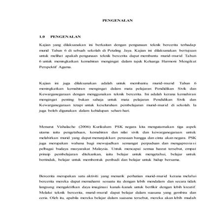 Kajian tindakan bahasa melayu teknik bercerita