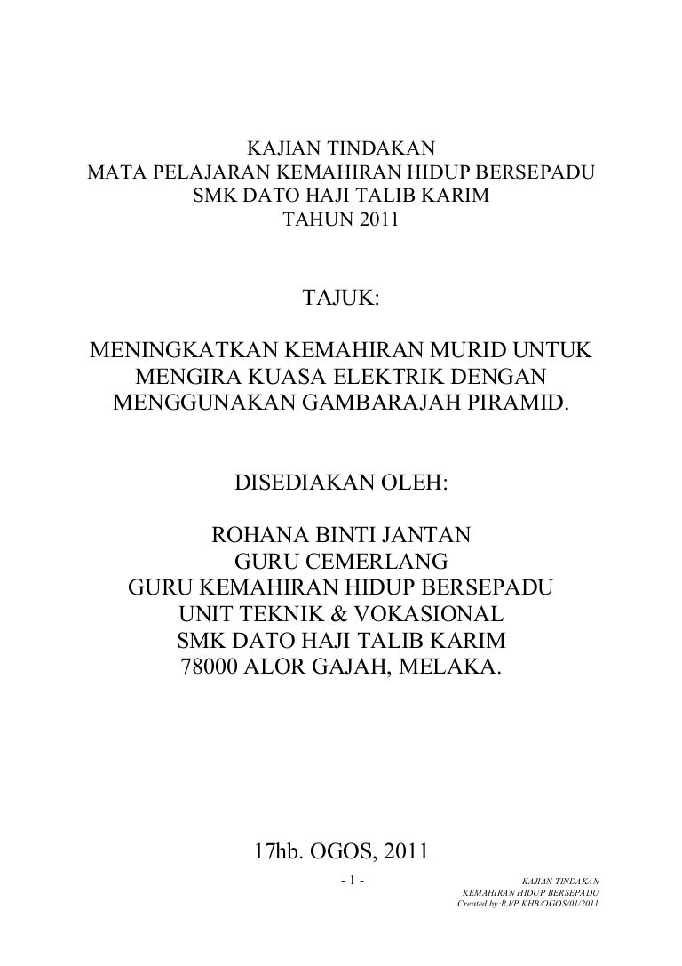 Kajian Tindakan Kuasa Elektrik